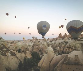 balloons in early morning in Cappadocia